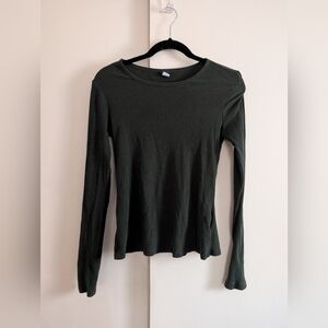 Old Navy Ribbed Long Sleeve Top Dark Green Size Small Tall